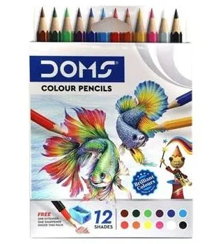 DOMS 12 Shades Color Pencils – Vibrant & Smooth Coloring | Non-Toxic | Pack of 12