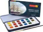 Camlin 18 Shades Artist Water Colour Cake with Brush | Vibrant Multicolor | Non-Toxic | Smooth Blending