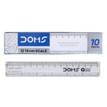 DOMS 15 cm Transparent Plastic Scale | Durable & Accurate | Easy to Carry | School & Office Use