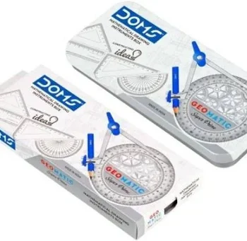 DOMS Geomatic Geometry Box | Complete Math Instrument Set for Students | Premium Metal Case with Precision Tools