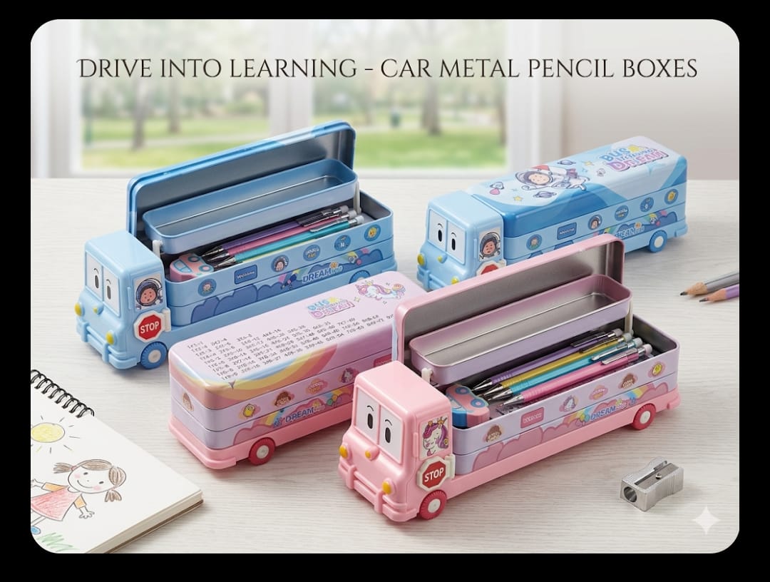 Bus Fancy Metal Pencil Box